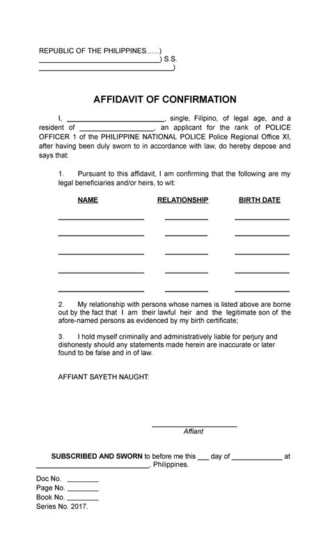 affidavit of confirmation pnp applicant|Philippine National Police.